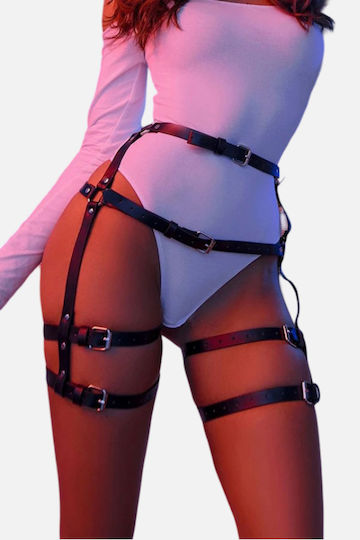 Sexy Ham Tip Portjartier Cu Catarame Metalice Inele Si Curele Ajustabil Din Piele Ecologica