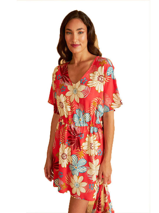 Damen Bedrucktes Strandkleid Harmony 506606_rot...