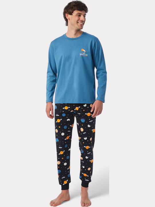 Men's Cotton Pyjamas Minerva Universe Men's Printed Blue 90-71104-670-blue