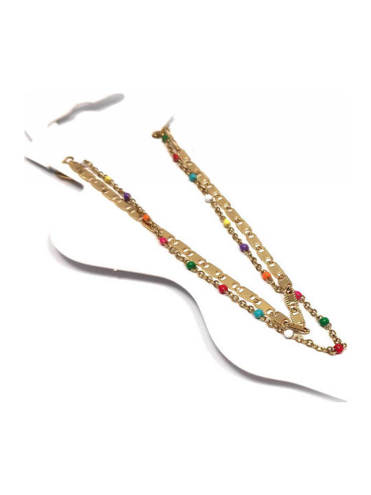 Isay Collection Επιχρυσωμένη Αλυσίδα Ποδιού από Ανοξείδωτο Ατσάλι Πολύχρωμο