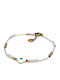 Isay Collection Damen Armband Kette mit Design Auge aus Stahl Vergoldet mit Perlen