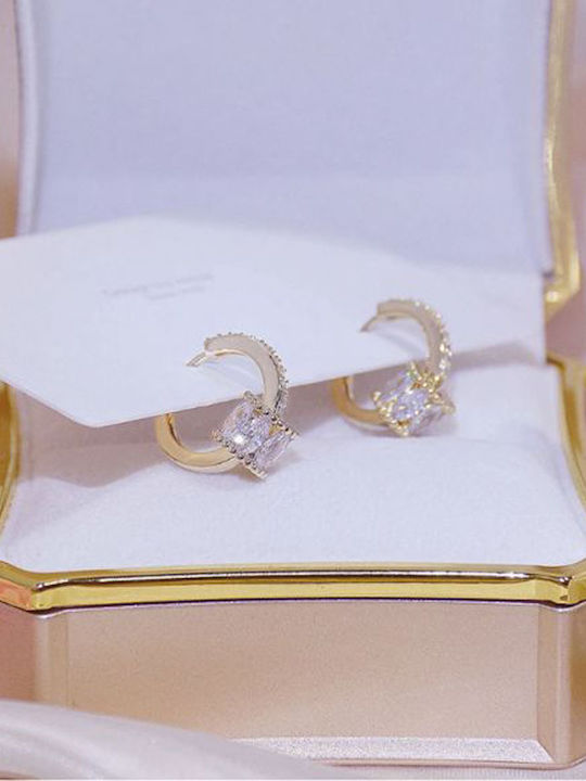 Обеци халки с 14k златно покритие и кристали Chamila