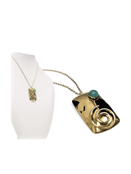 Isay Collection Necklace from Gold Plated Steel Turquoise