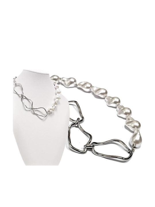 Isay Collection Halskette Halsband aus Stahl mit Perlen