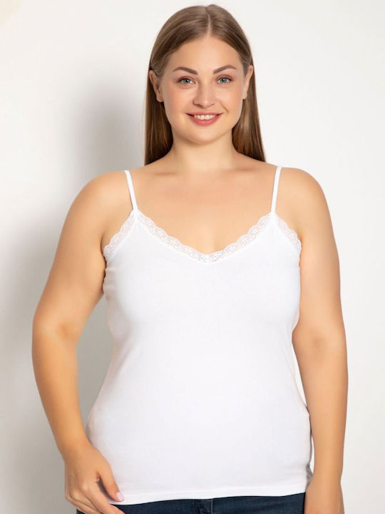Women's Cotton T-Shirt with Spaghetti Strap White
