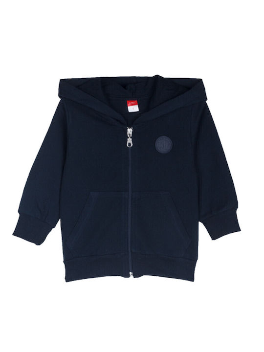 Kids Sweatshirt Cardigan Cotton with Hood Blue