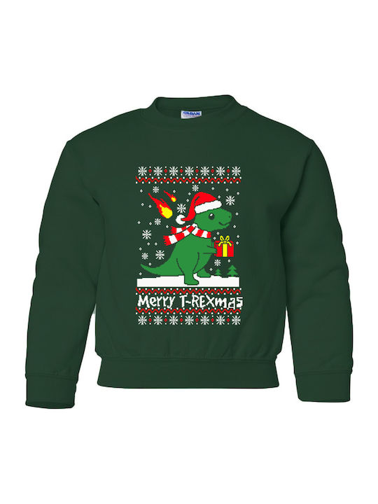 Kids Sweatshirt T-RexMass Forest Green
