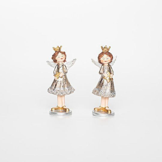 Eurolamp Weihnachtliche Kunststoff Figur Cherub Silber Länge 5cm