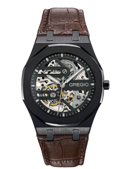 Gregio Women's Watch Automatic with Brown Leather Strap