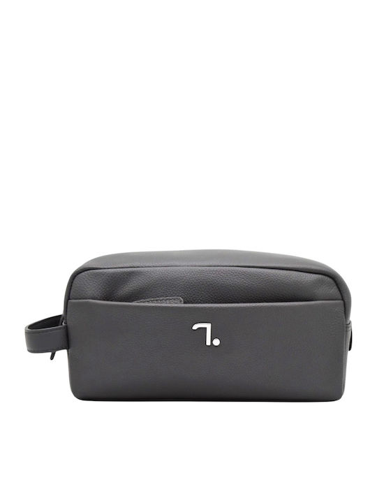 2earth-40-106 Leather Toiletry Bag Grey