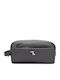 2earth-40-106 Leather Toiletry Bag Grey