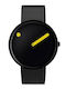 Picto Men's Watch Battery with Black Leather Strap