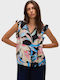Josie Women's Sleeveless Blouse with V-Neckline Floral Floral