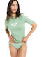 Roxy Whole Hearted UPF 50 Women Short Sleeve Sun Protection Shirt Green