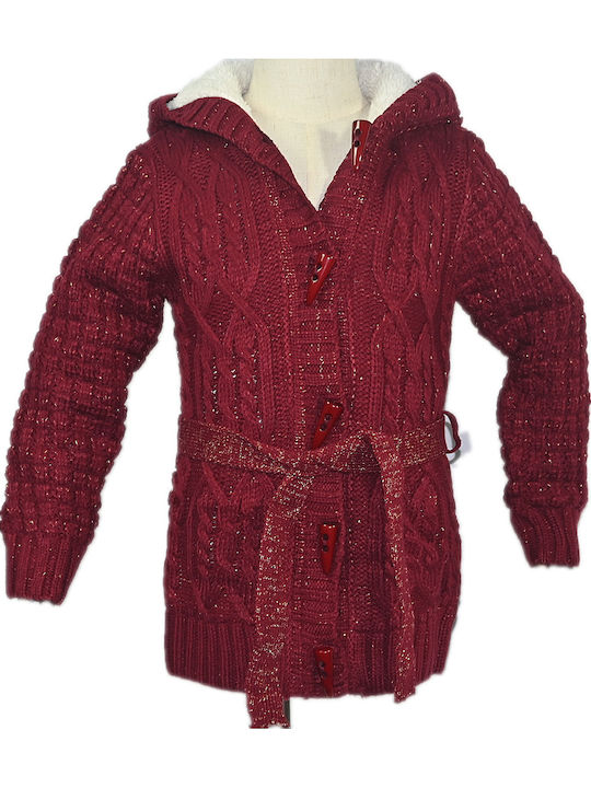 Kids Cardigan Knitted burgundy