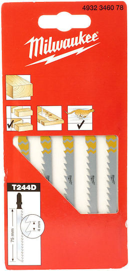 Milwaukee 4932346078 Jigsaw Wood Blades 75mm 5pcs Mw