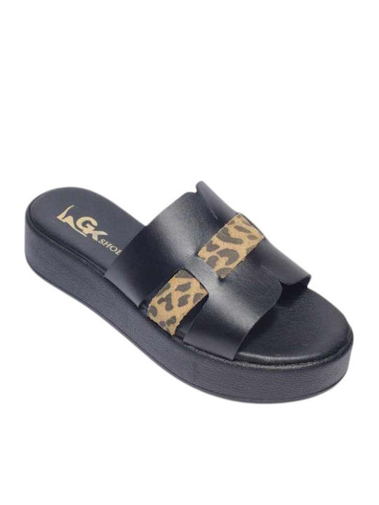 Gk Shoes Leather Women's Flat Sandals in Black ...