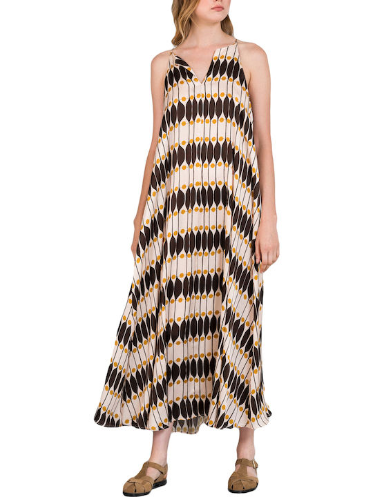 Maxi Βραδινό Φόρεμα Κομπινεζόν Brown