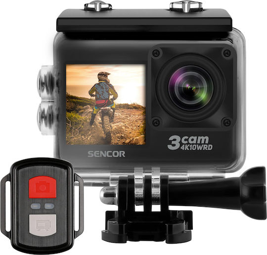Sencor 3CAM 4K10WRD 128GB Action Camera 4K Ultra HD Υποβρύχια (με Θήκη) με Οθόνη 2" και Wi-Fi Μαύρη