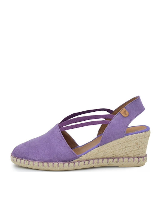 Lederne Damen Espadrilles in Lila Farbe
