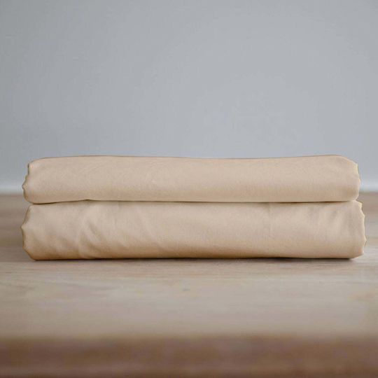 White Fabric Чаршаф Кралица с Ластик 160x220см. Essential Бежов
