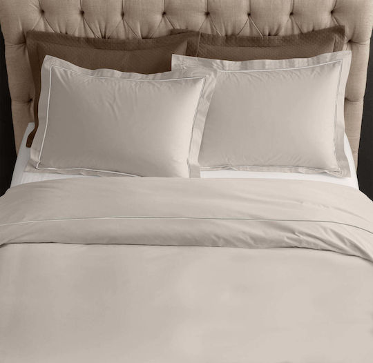 White Fabric Sheet Sets King Size 270x280cm. Savoy Beige 4pcs