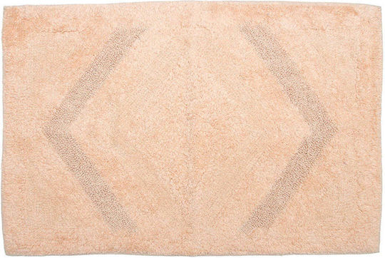 White Fabric Bath Mat Cotton Carlie 10070100 Salmon / Orange 50x80cm