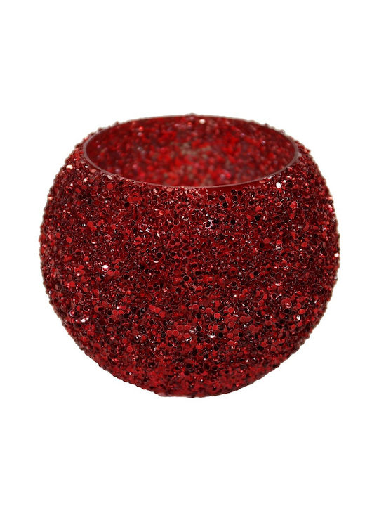 Art et Lumiere Candle Holder Glass in Red Color 11x11x8.5cm 1pcs