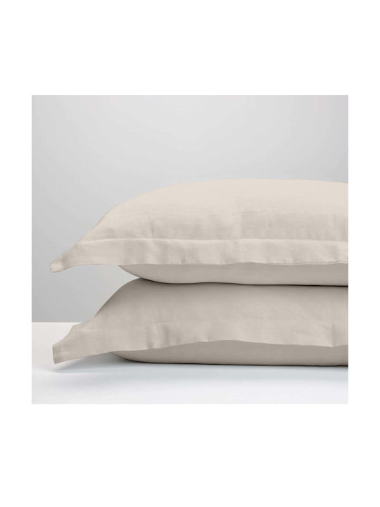 White Fabric Savoy Kissenbezug-Set Beige 50x70cm.