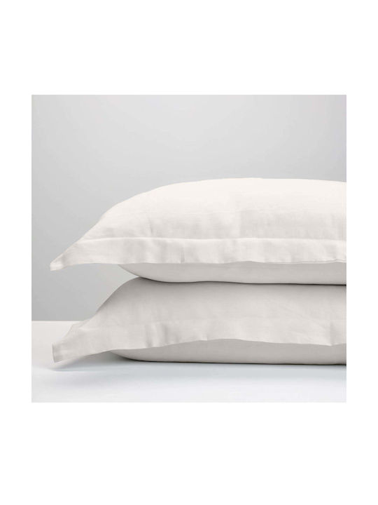 White Fabric Savoy Kissenbezug-Set Ecru 50x70cm.