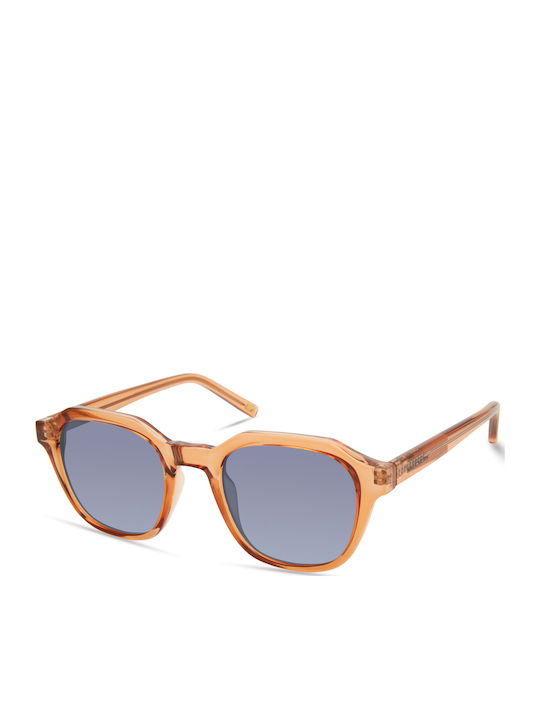 Unisex Sunglasses with Orange Plastic Frame and Blue Gradient Lens