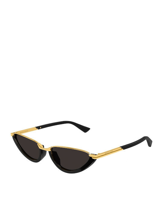 Bottega Veneta Women's Sunglasses with Gold Metal Frame and Black Lens