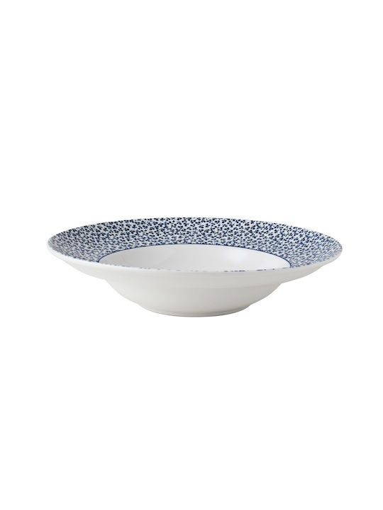 Pasta Plate Round Porcelain Ø27.5xh5.4cm White-Blue Floris Blueprint Laura Ashley La182771 00033495