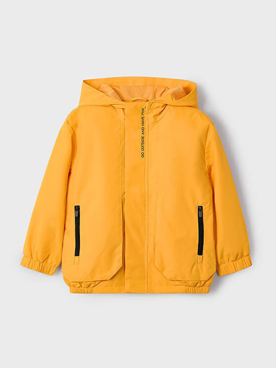 Athletics Kids Casual Windproof Hooded Orange Jacket