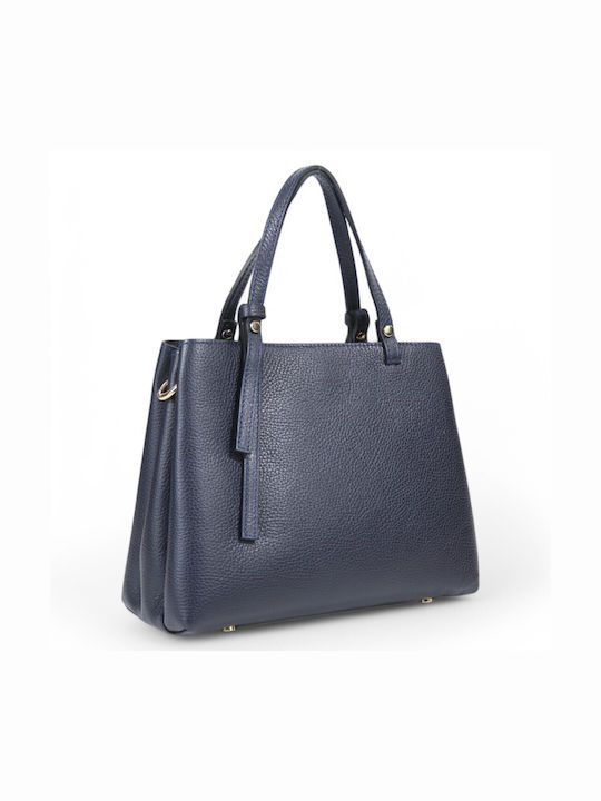 Passaggio Leather Дамска Кожена Тоут Чанта Синя