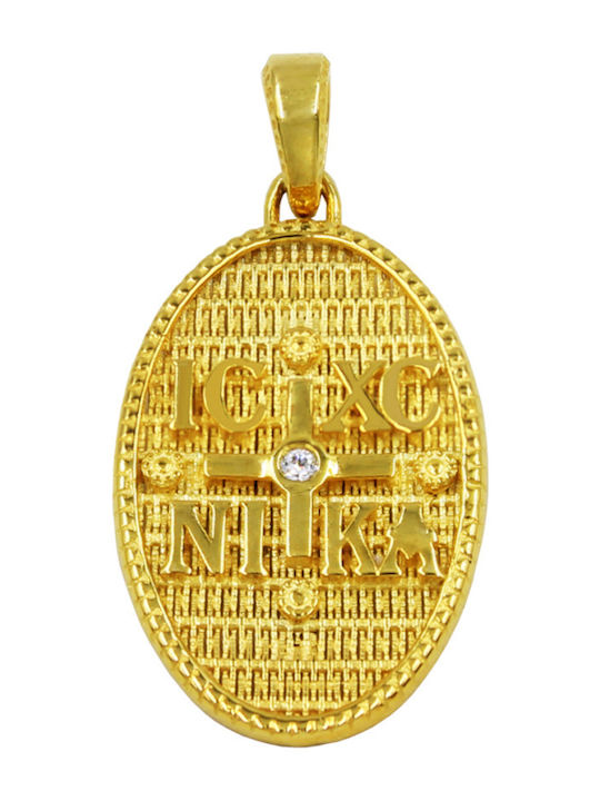 Roloi Kaliamanis Pendant Kids Talisman Double Sided Konstantinato made of Gold 14K PM1266