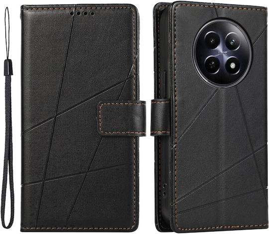 Dierfeng Buchen Sie Synthetisches Leder / Silikon Schwarz (Realme 12x)