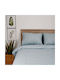 White Fabric Sheet Set Single Cotton Matilda Blue 165x270cm