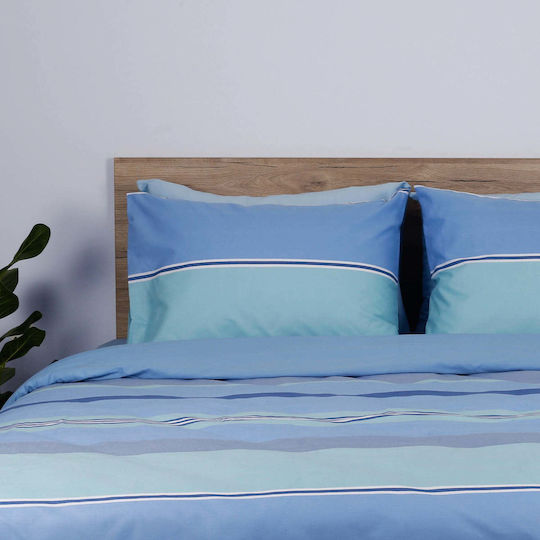 White Fabric Комплект чаршафи Единични Памучни Darby Синьо 165x270см