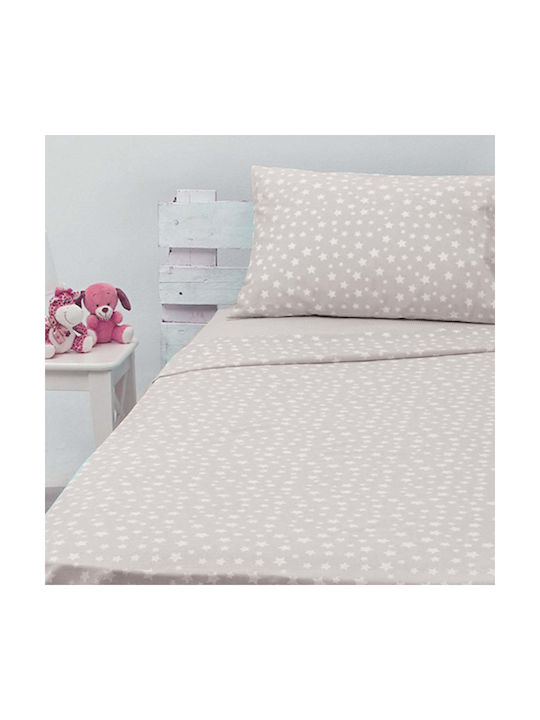 White Fabric Σετ Σεντόνια Μονά Βαμβακερά Γκρι 165x270cm