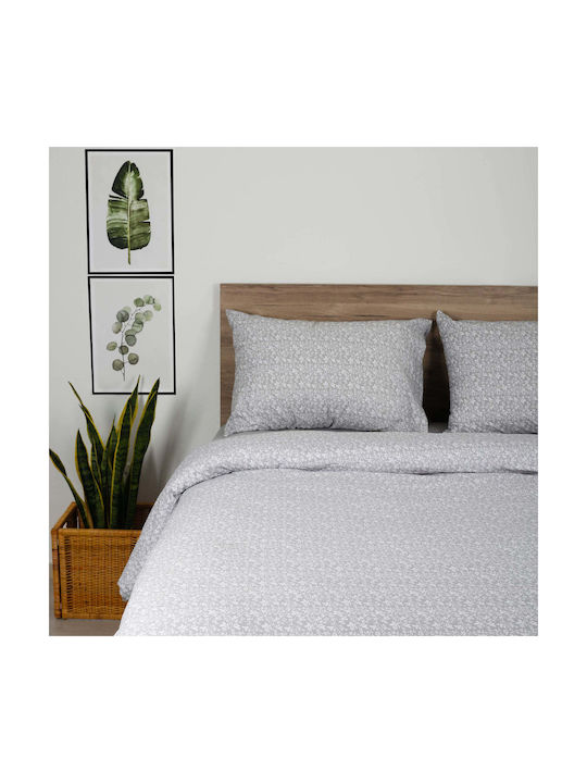 White Fabric Sheet Set King Cotton Matilda Grey 235x270cm