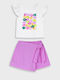 Kids' Set with Shorts Summer 2pcs Purple Dahlia Set