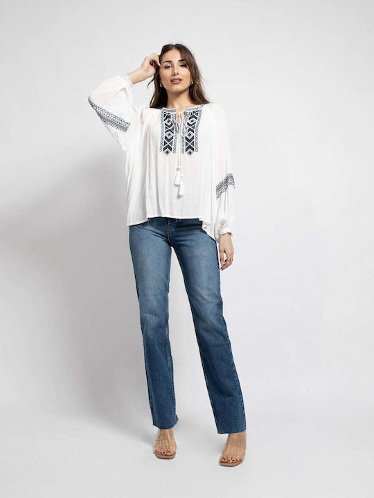 Women's Blouse Cotton Long Sleeve White