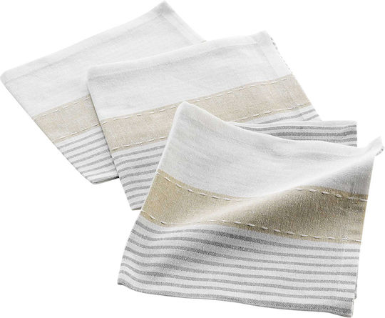 Towel from 100% Cotton in White Color 40x40cm 3pcs