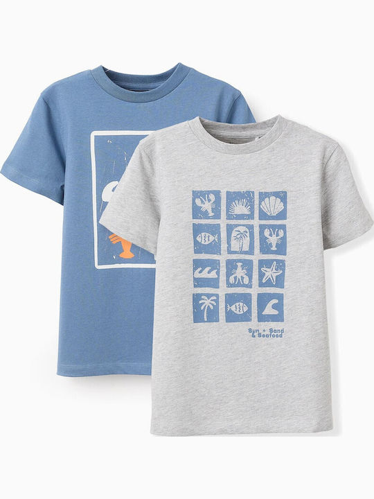 Σετ Παιδικά T-shirts Γκρι, Μπλε