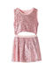 Girls Sleeveless Dress with Sequins Set with Top and Accessories Pink