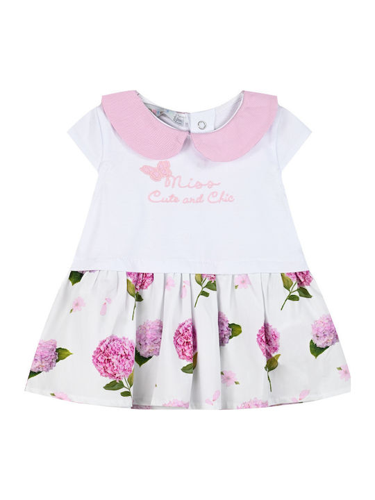 Children's Dress Short Sleeve Floral White