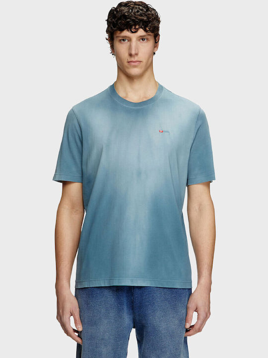 Tシャツ・カットソー DIESEL Men T Shirts A16186 0GIAU01 Blue Men's T-shirt with sprayed treatment | Blue | Diesel