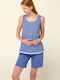 Vamp Sommer Damen Pyjama-Set Blue Iris