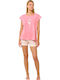 Vamp Sommer Damen Pyjama-Set Pink Sea